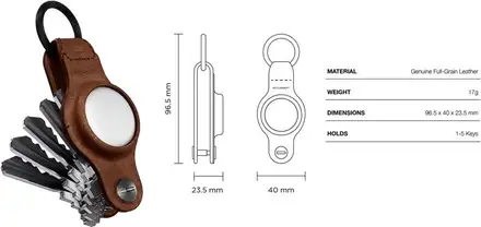KeySmart Air Leather s púzdrom pro AirTag - hnedá koža