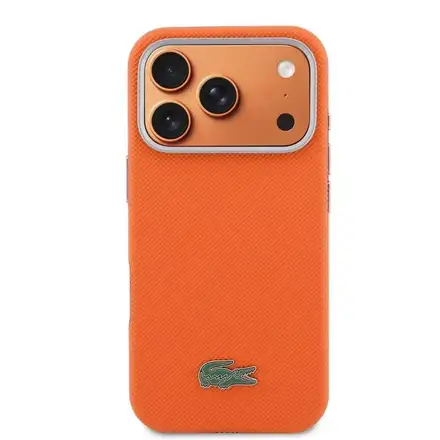 Lacoste PVC Petit Pique Semi Wrap MagSafe pre iPhone 17 Pro Max oranžový