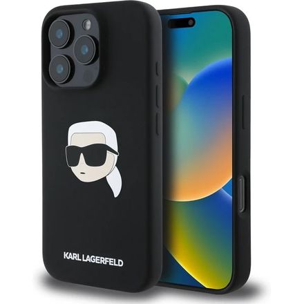 Karl Lagerfeld Liquid Silicone Karl Head MagSafe kryt iPhone 16 Pro Max čierny