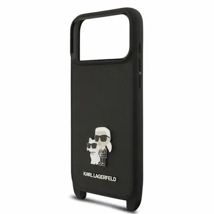 Karl Lagerfeld Saffiano Crossbody Popruh Karl and Choupette kryt iPhone 18 Pro Max čierna