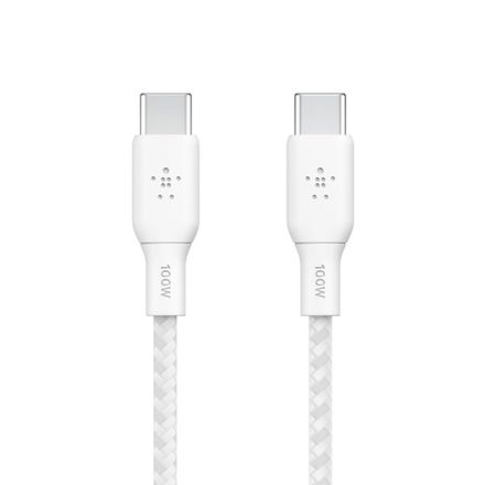 Belkin kábel Boost Charge Double-Braided USB-C to USB-C 100W 2m - White