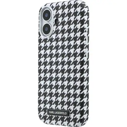 Karl Lagerfeld PU Houndstooth Resin Plate MagSafe kryt iPhone 17 čierny