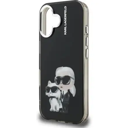 Karl Lagerfeld IML Aquarelle Karl and Choupette kryt iPhone 16 čierny