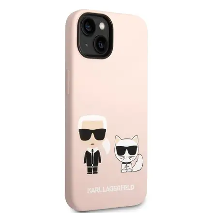 Karl Lagerfeld MagSafe Liquid Silicone Karl and Choupette kryt iPhone 14 Plus ružový