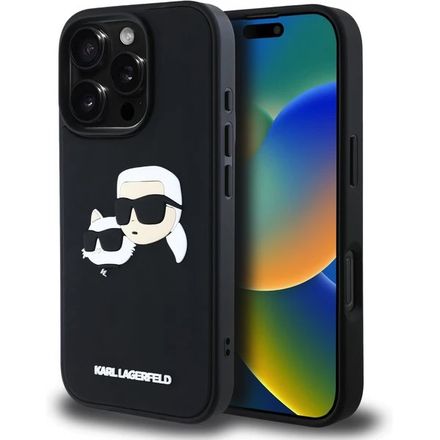 Karl Lagerfeld 3D Rubber Double Heads kryt iPhone 16 Pro čierny
