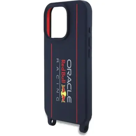 Red Bull Silicone Vertical Logo MagSafe Zadný Kryt + Crossbody popruh pre iPhone 16 Pro modrý
