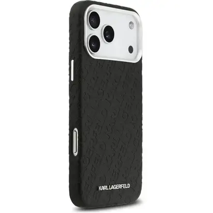 Karl Lagerfeld Grained PU Repeated Logo MagSafe kryt iPhone 17 Pro čierny