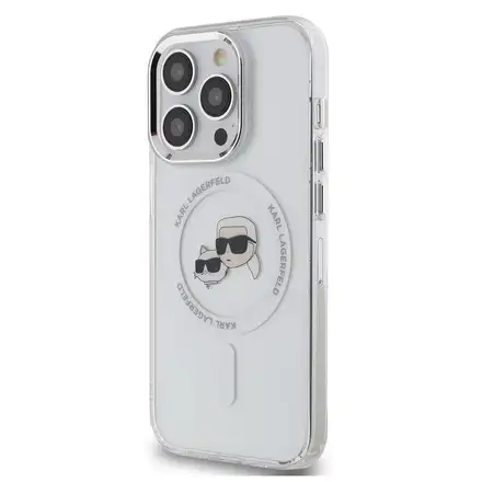 Karl Lagerfeld IML K&CH Heads Metal Frame MagSafe kryt iPhone 15 Pro priehľadná