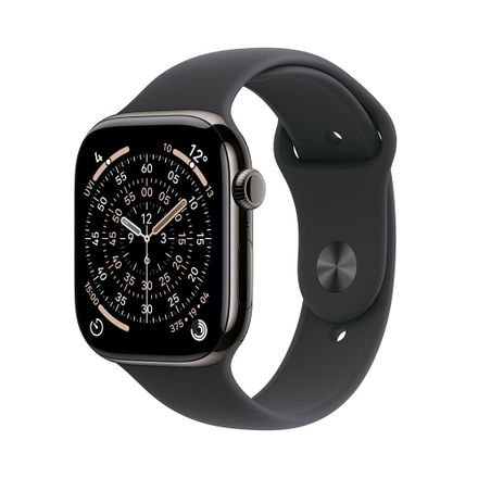 Apple Watch Series 11 GPS + Cellular 42mm Bridlicový sivý titán s čiernym športovým remienkom - M/L