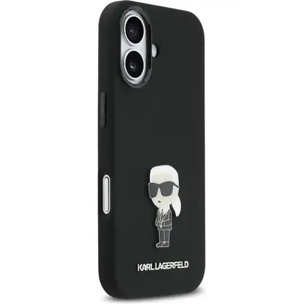 Karl Lagerfeld Liquid Silicone Metal Ikonik kryt iPhone 17 čierny