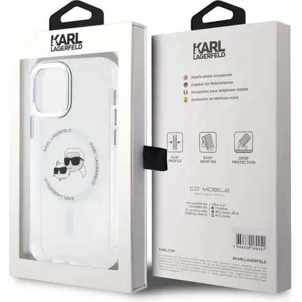 Karl Lagerfeld IML K&CH Heads Metal Frame MagSafe kryt iPhone 12/ 12 Pro priehľadný