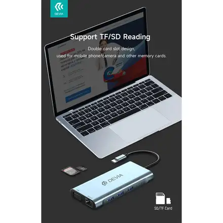 Devia USB-C Hub Leopard Series 11-in-1 - Deep Gray