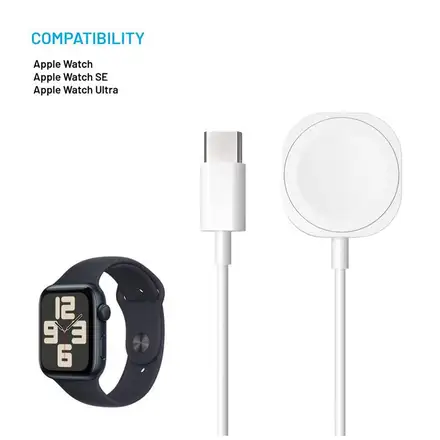 FIXED USB-C nabíjací kábel pre Apple Watch, biely