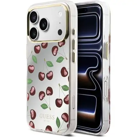 Guess PC/TPU Mirror Glitter Cherry MagSafe kryt iPhone 17 Pro Max biely