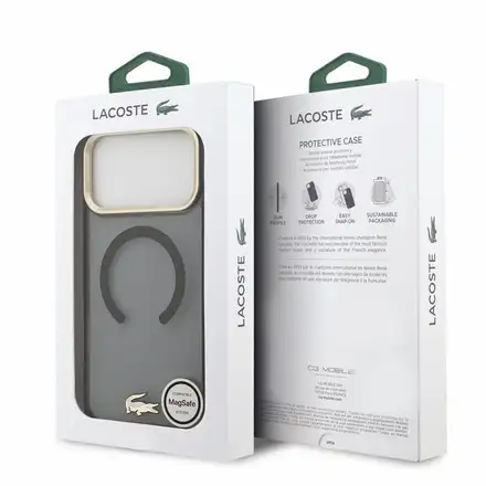 Lacoste PC/TPU Frosted Finish Gold Logo MagSafe kryt iPhone 18 Pro čierny