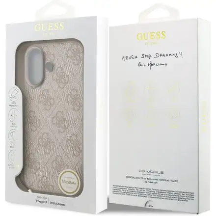 Guess 4G Charm MagSafe kryt iPhone 17 ružový