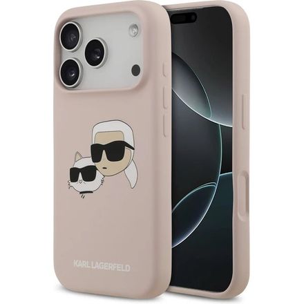 Karl Lagerfeld Liquid Silicone Double Heads MagSafe kryt iPhone 17 Pro ružový