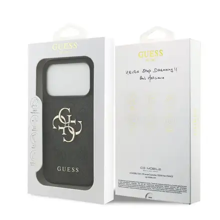 Guess PU 4G Metal Logo kryt iPhone 18 Pro šedá