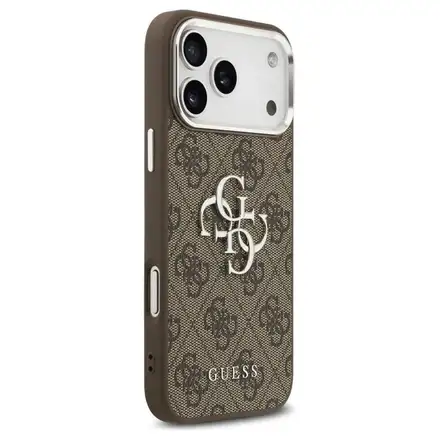 Guess PU 4G Metal Logo kryt iPhone 17 Pro Max hnedý