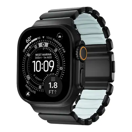 Nomad remienok Stratos pre Apple Watch 44-49mm - Ice Blue Glow/Black Hardware