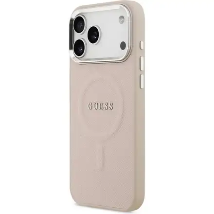 Guess PU Saffiano MagSafe kryt iPhone 17 Pro ružový