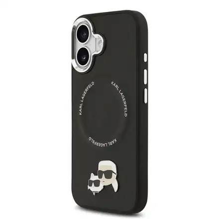 Karl Lagerfeld PU Karl and Choupette Heads Pins MagSafe kryt iPhone 17 čierny
