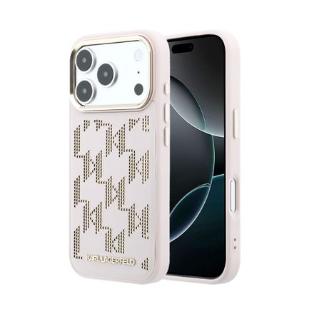 Karl Lagerfeld PU Perforated Monogram MagSafe MagSafe kryt iPhone 17 Pro ružový