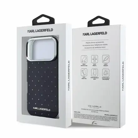Karl Lagerfeld IML Rhinestones Allover kryt iPhone 18 Pro čierna