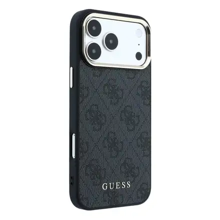 Guess PU Leather 4G Gold Frame MagSafe kryt iPhone 18 Pro Max čierny
