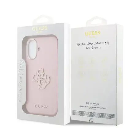Guess PU Resin Logo kryt iPhone 17 ružový