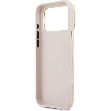Guess PU Grained 4G Logo Stand Camera Frame kryt iPhone 17 Pro ružový