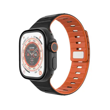 FIXED Silicone Magnetic Strap pre Apple Watch 42/44/45/49mm, čierny