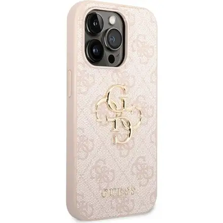 Guess PU 4G Metal Logo kryt iPhone 14 Pro Max ružový