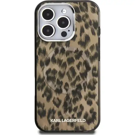Karl Lagerfeld IML Leopard MagSafe kryt iPhone 16 Pro Max hnedý