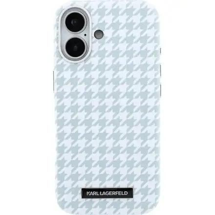Karl Lagerfeld PU Houndstooth Resin Plate MagSafe kryt iPhone 17 modrý