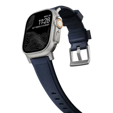 Nomad remienok Rugged Strap pre Apple Watch 44/45/49mm - Atlantic Blue/Silver Hardware