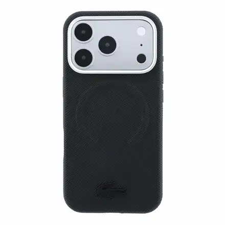 Lacoste PVC Petit Pique Semi Wrap Embossed MagSafe kryt iPhone 18 Pro Max čierny