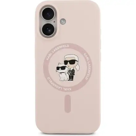 Karl Lagerfeld Liquid Silicone Karl and Choupette MagSafe kryt iPhone 17 ružový