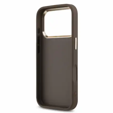 Guess PU 4G Metal Logo Strap kryt iPhone 18 Pro hnedý