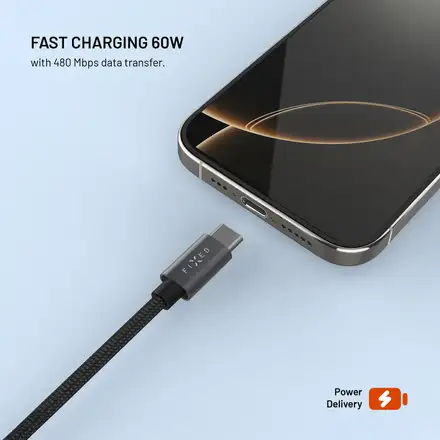 FIXED Power Watch Cable s konektormi  USB-C/USB-C, šedý