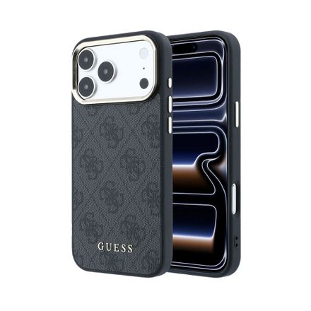 Guess PU Leather 4G Gold Frame MagSafe kryt iPhone 18 Pro čierny