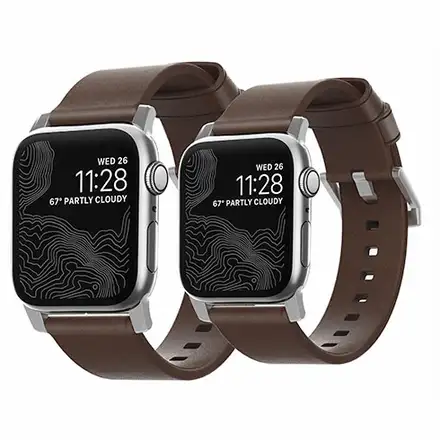 Nomad kožený remienok pre Apple Watch 40-42mm - Modern Brown/Silver Hardware