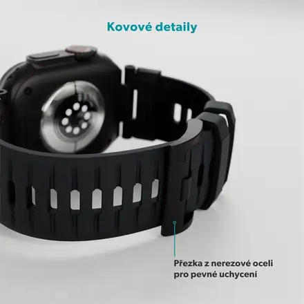 Epico Rubber Pro remienok s nerezovým zapínaním pre Apple Watch 49/46/45/44/42mm - čierna