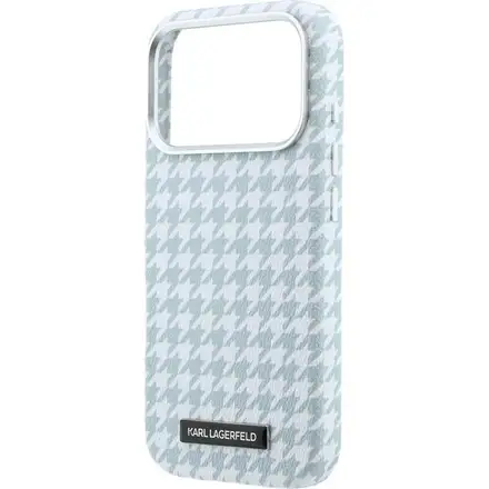 Karl Lagerfeld PU Houndstooth Resin Plate MagSafe kryt iPhone 17 Pro modrý