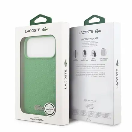 Lacoste PVC Iconic Petit Pique Metal Logo MagSafe kryt iPhone 18 Pro Max zelený