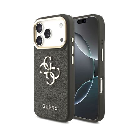 Guess PU Leather 4G Gold Frame MagSafe kryt iPhone 18 Pro čierny