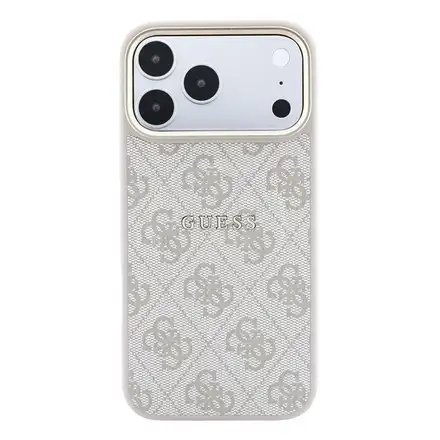 Guess PU Leather 4G Gold Frame Embossed MagSafe kryt iPhone 18 Pro ružový