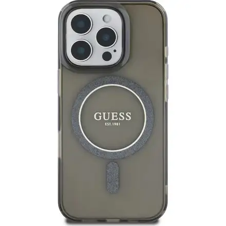 Guess IML Glitter Ring MagSafe kryt iPhone 16 Pro Max čierny