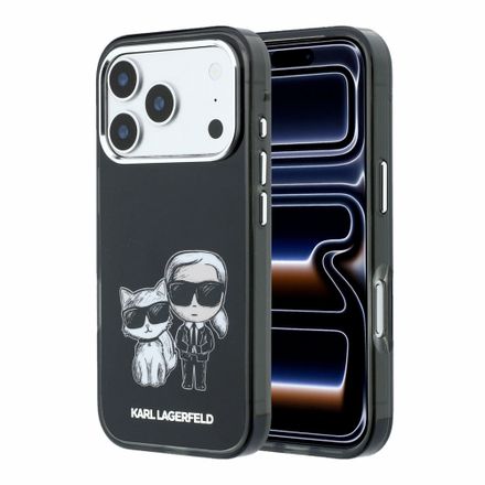Karl Lagerfeld PU Semi Wrap Smooth Sketch Bodies Magsafe kryt iPhone 18 Pro Max čierna