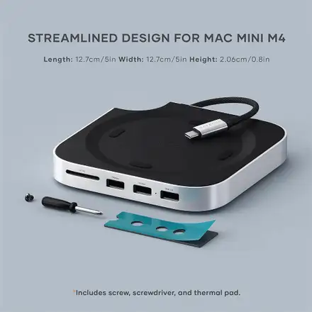 Satechi Stand & Hub with SSD enclosure pre Mac Mini M4/M6/M5 Pro - Silver